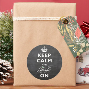 Keep Calm And Jingle On Chalkboard Funny Holiday Classic Round Sticker