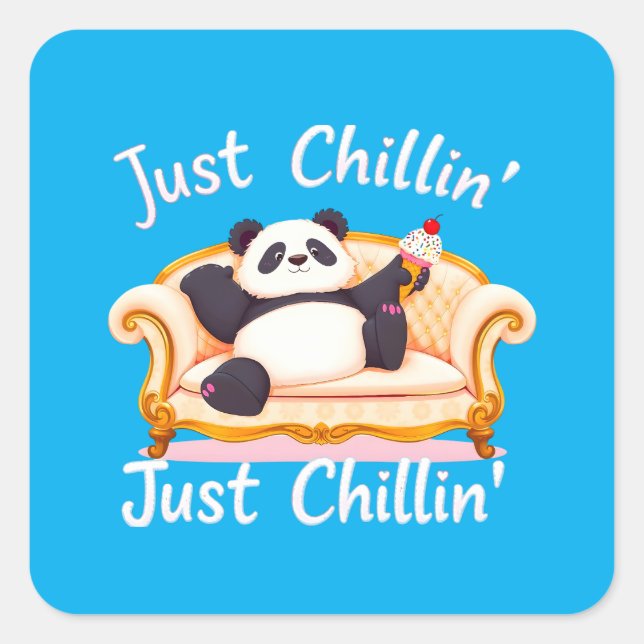 Keep Calm and Just Chillin' with Ice Cream Square Sticker (Front)
