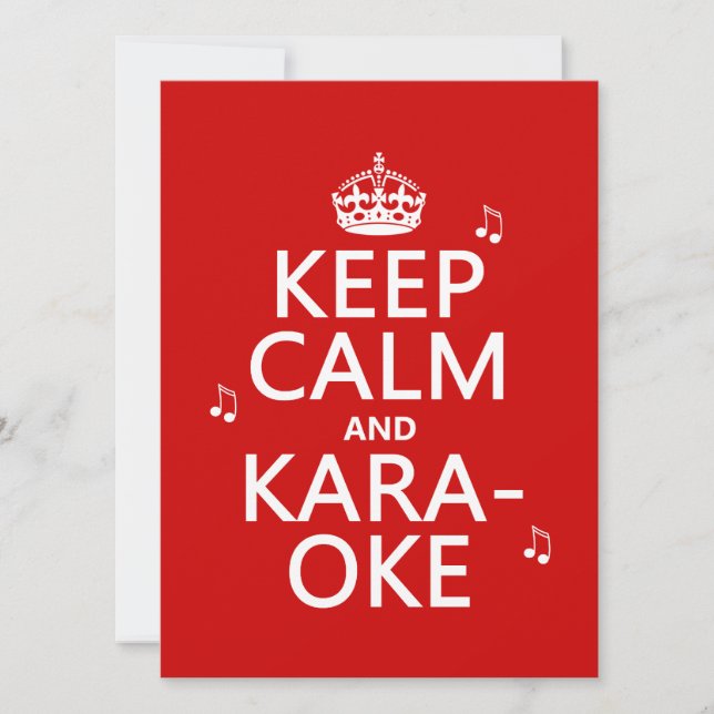 Keep Calm and Karaoke (customise colour) Invitation (Front)