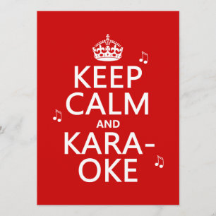 Keep Calm and Karaoke (customise colour) Invitation