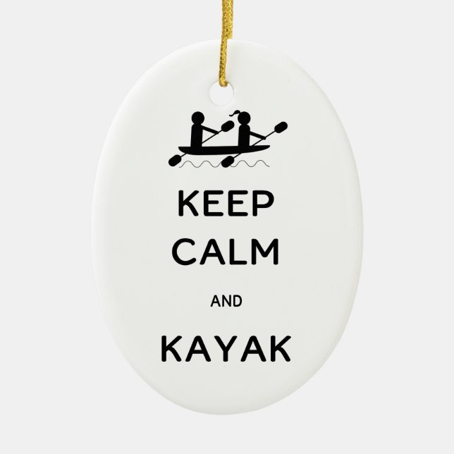 Keep Calm and Kayak with Me Ceramic Tree Decoration (Front)