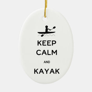 Keep Calm and Kayak with Name Date Ceramic Tree Decoration