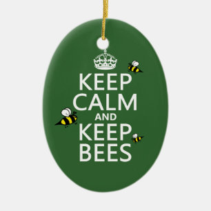 Keep Calm and Keep Bees - all colours Ceramic Tree Decoration