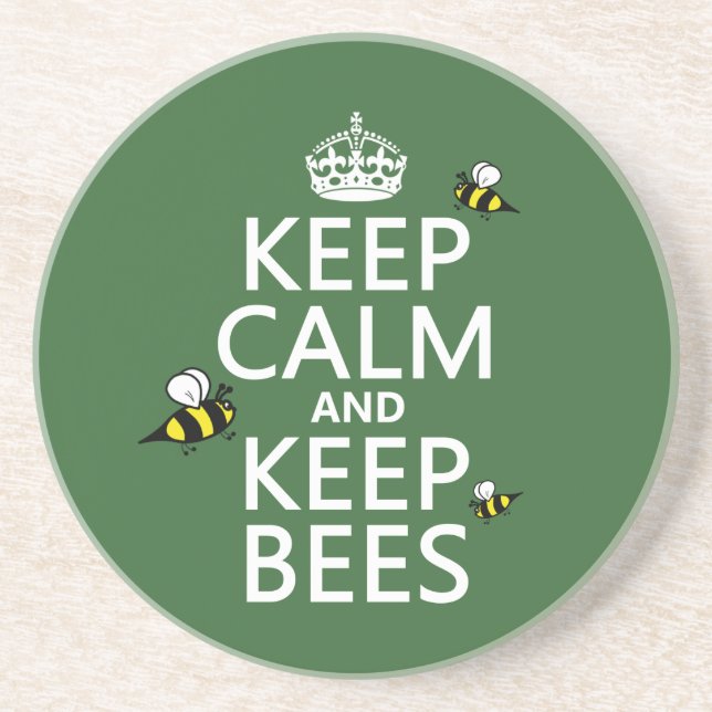 Keep Calm and Keep Bees - all colours Coaster (Front)