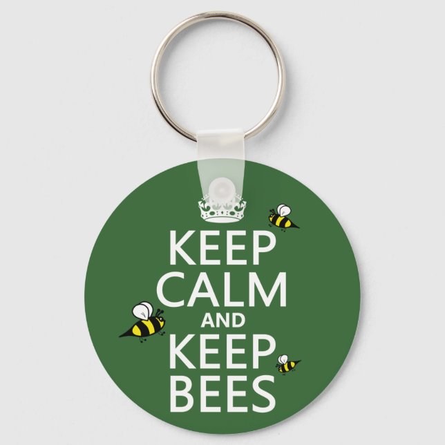 Keep Calm and Keep Bees - all colours Key Ring (Front)