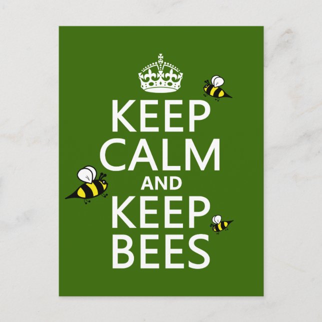 Keep Calm and Keep Bees - all colours Postcard (Front)