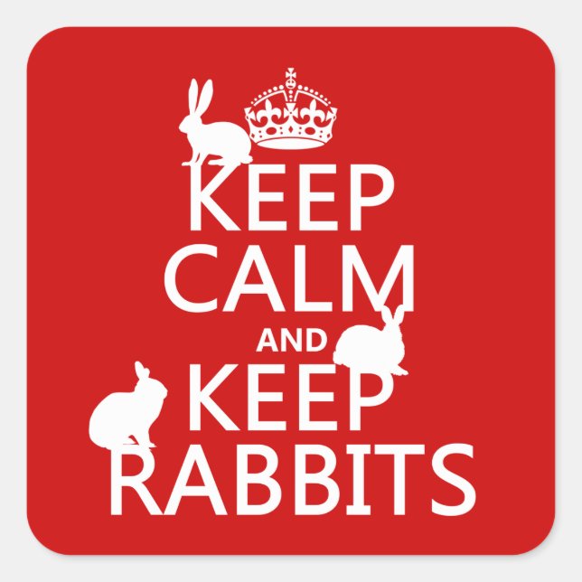 Keep Calm and Keep Rabbits - all colours Square Sticker (Front)