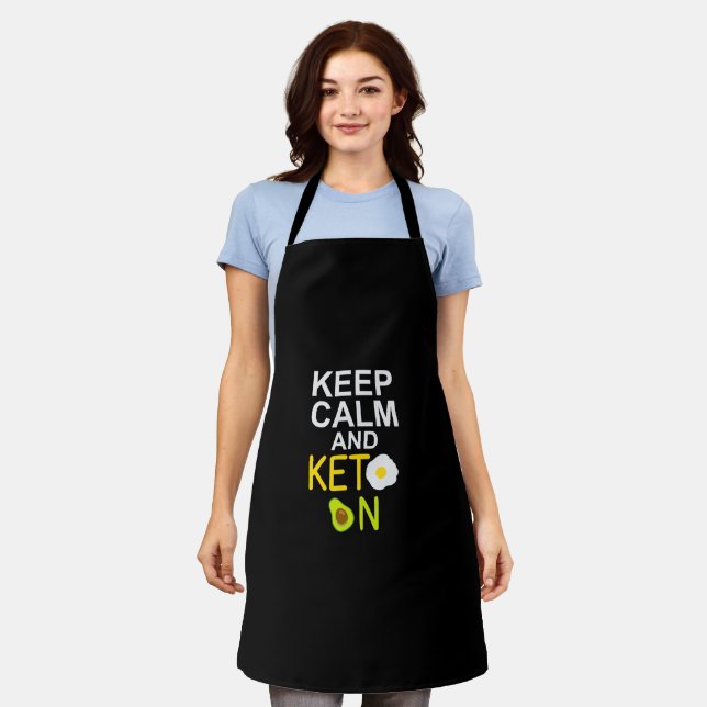 Keep Calm and Keto on Ketogenic Funny Quote Apron (Worn)