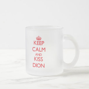 Keep Calm and Kiss Dion Frosted Glass Coffee Mug