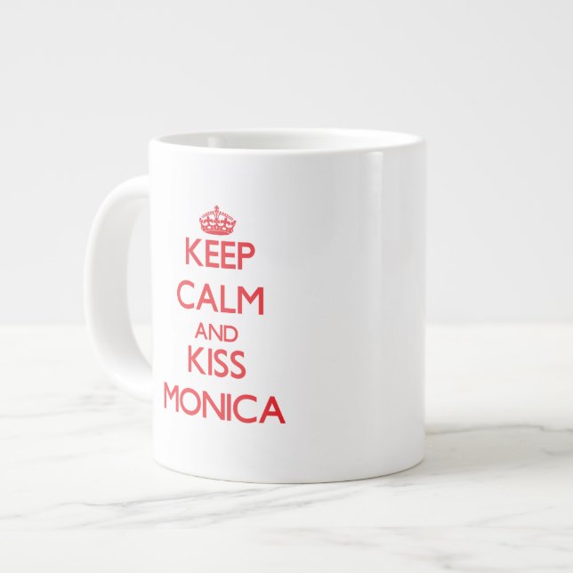 Keep Calm and kiss Monica Large Coffee Mug (Front Left)