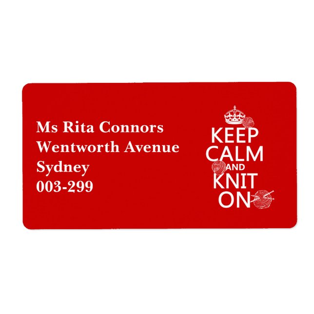 Keep Calm and Knit On - all colours (Front)