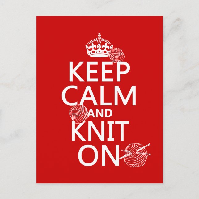 Keep Calm and Knit On - all colours Postcard (Front)