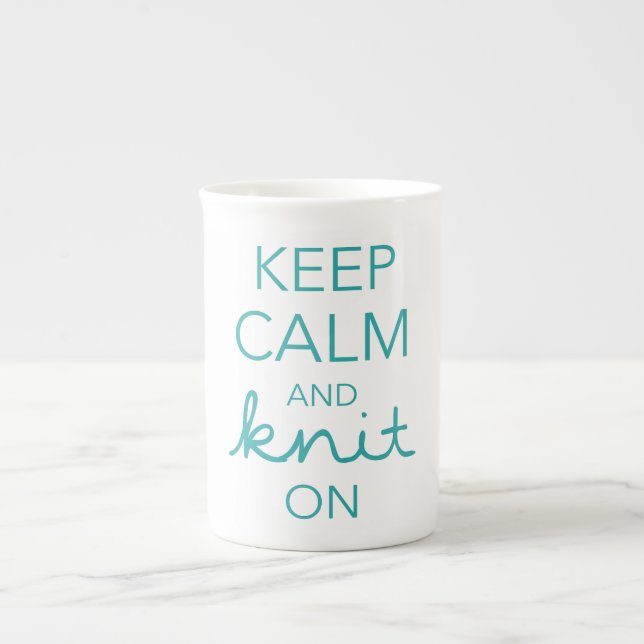 Keep Calm and Knit On Bone China Mug (Front)