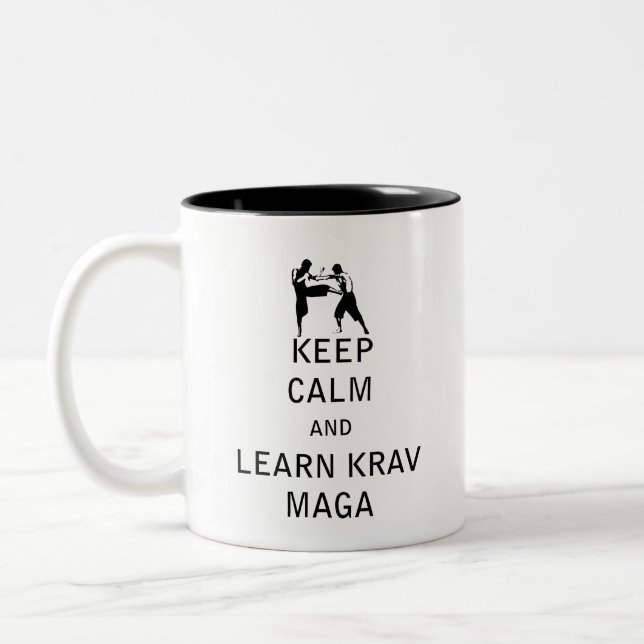 Keep Calm and Learn Krav Maga Two-Tone Coffee Mug (Left)