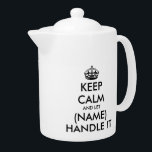 Keep calm and let handle it medium size tea pot<br><div class="desc">Keep calm and let handle it medium size tea pot with lid. Funny gift idea for friends and family who love drinking tea. Also great for the office. Small size available too.</div>