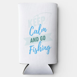 Keep Calm And Let's Go Fishing Design, Fishing Seltzer Can Cooler