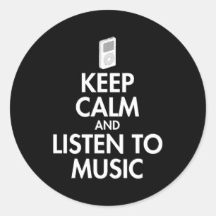 Keep Calm And Listen To Music Classic Round Sticker