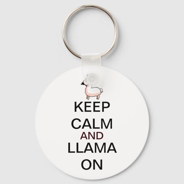 Keep Calm and Llama On Key Ring (Front)