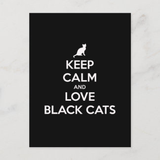 Keep calm and love black cats postcard