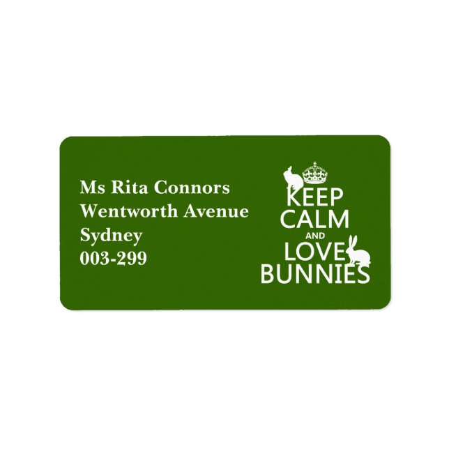 Keep Calm and Love Bunnies - all colours Label (Front)