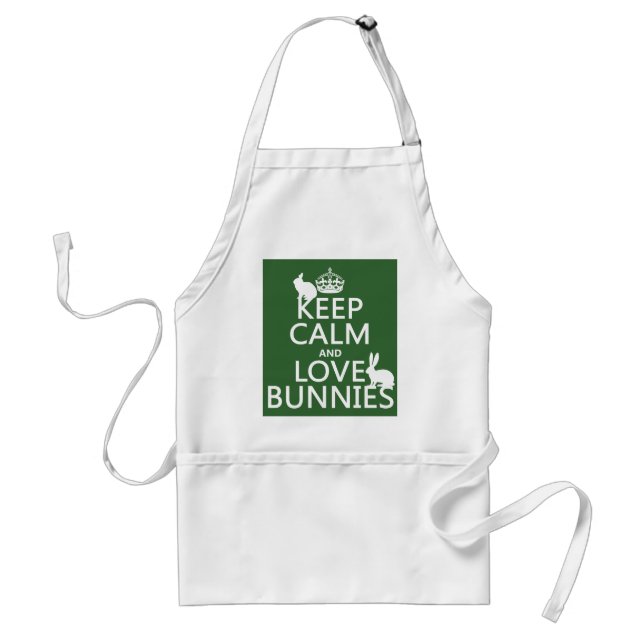 Keep Calm and Love Bunnies - all colours Standard Apron (Front)