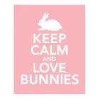 Keep Calm and Love Bunnies print or poster in pink