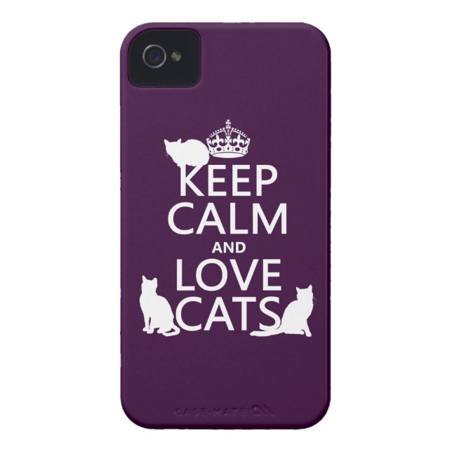 Keep Calm and Love Cats (in any colour) Case-Mate iPhone Case (Back)