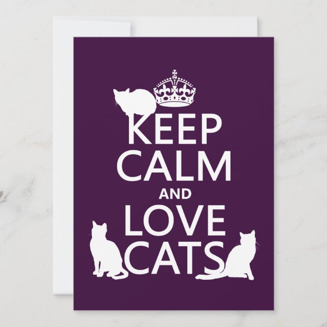 Keep Calm and Love Cats (in any colour) Invitation (Front)