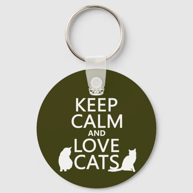 Keep Calm and Love Cats Key Ring (Front)