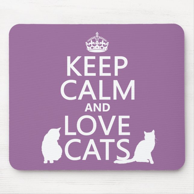 Keep Calm and Love Cats Mouse Mat (Front)