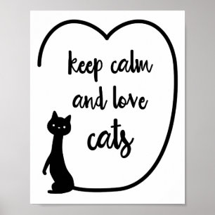 Keep calm and love cats quote wall art