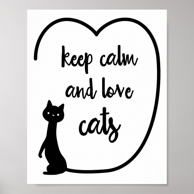 Keep calm and love cats quote wall art (Front)