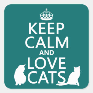 Keep Calm and Love Cats Square Sticker