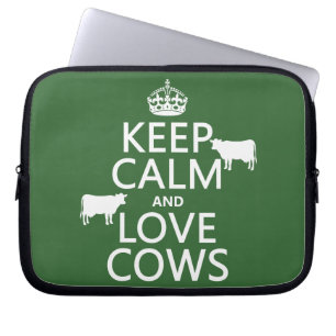 Keep Calm and Love Cows (all colours) Laptop Sleeve