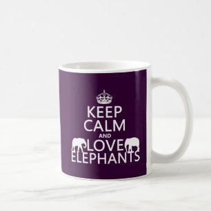 Keep Calm and Love Elephants (any colour) Coffee Mug