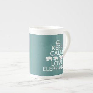 Keep Calm and Love Elephants (customisable Bone China Mug