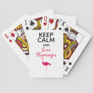 Keep Calm and Love Flamingos Cute and Funny Playing Cards