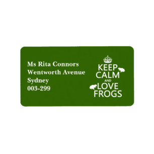Keep Calm and Love Frogs (any background colour) Label