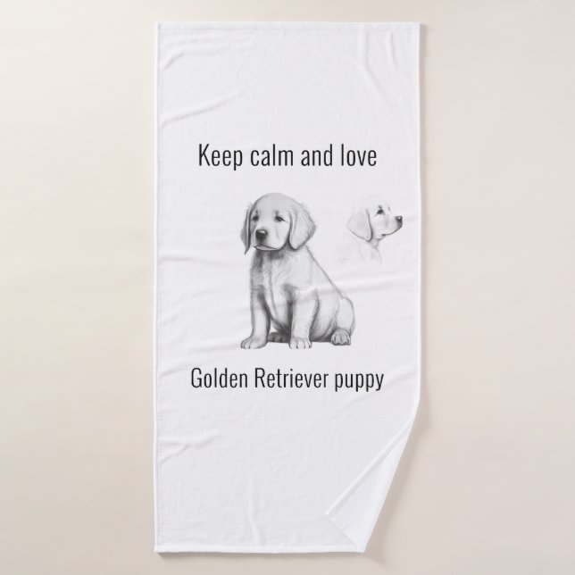 Keep calm and love Golden Retriever puppy Bath Towel Set (Bath Towel)