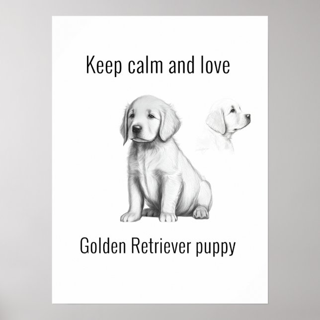 Keep calm and love Golden Retriever puppy Poster (Front)