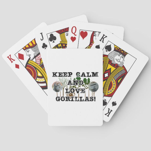 Keep calm and love gorillas! playing cards (Back)