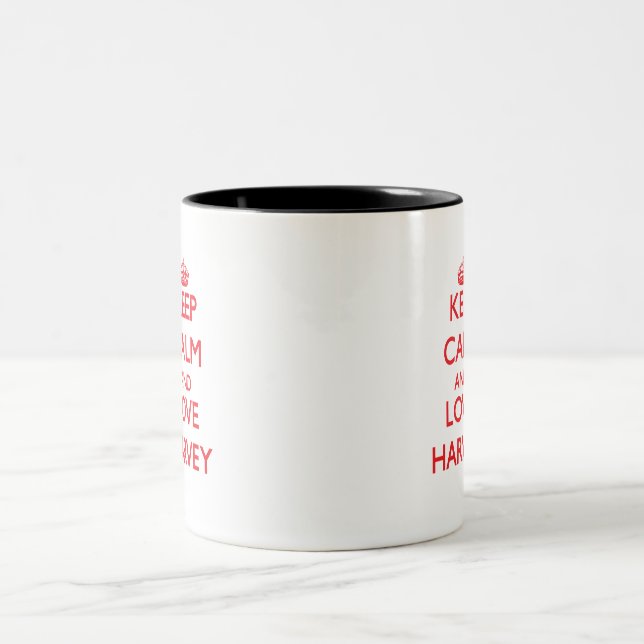 Keep calm and love Harvey Two-Tone Coffee Mug (Center)
