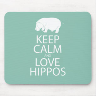 Keep Calm and Love Hippos Print Hippopotamus Mouse Mat