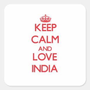 Keep Calm and Love India Square Sticker