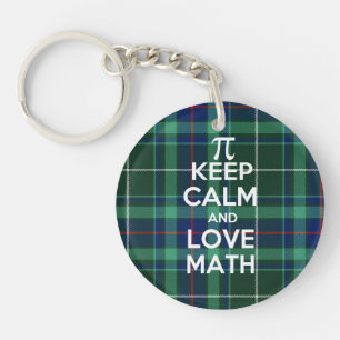 Keep Calm and Love Math tartan plaid Key Ring