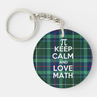 Keep Calm and Love Math tartan plaid Key Ring