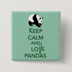Keep Calm and Love Pandas Gift Art Print 15 Cm Square Badge