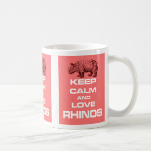Keep Calm and Love Rhinos Rhinoceros Fun Design Coffee Mug