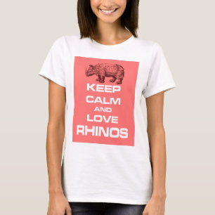 Keep Calm and Love Rhinos Rhinoceros Fun Design T-Shirt