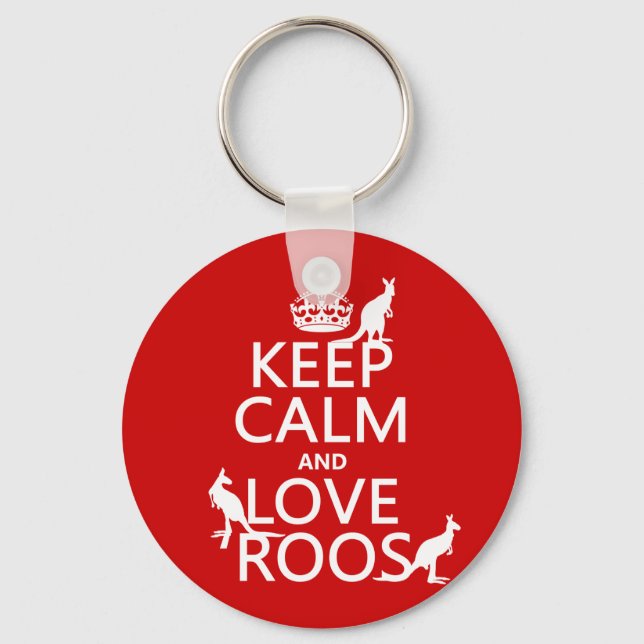 Keep Calm and Love Roos (Kangaroos) Key Ring (Front)